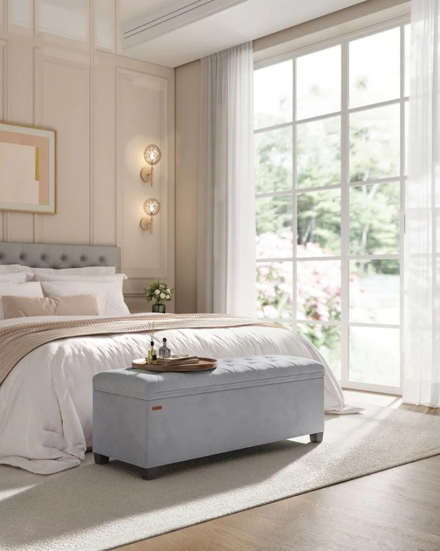 43 Inch Storage Ottoman Bench With Legs & Flip Lid Upholstered – product view 16 | Ridgefield Furniture