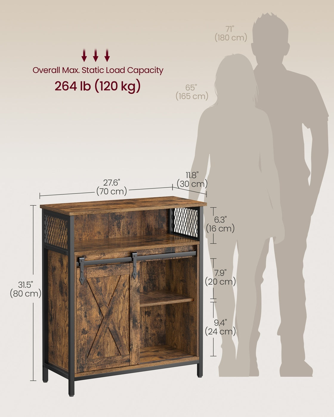 Storage Sideboard With Barn Door And Adjustable Shelves, Buffet Cabinet - product photo 15
