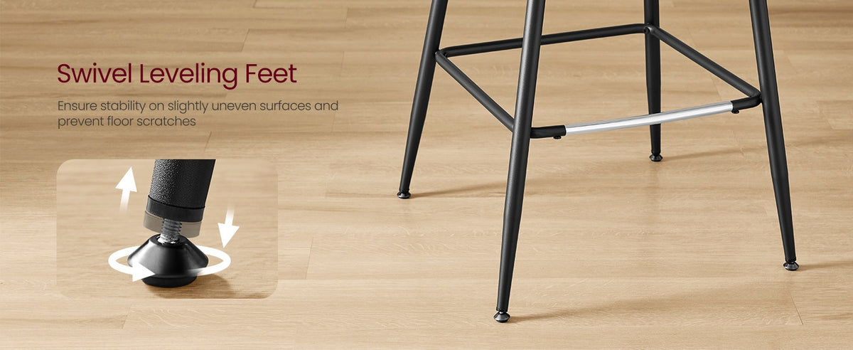 Synthetic Leather Bar Stools With Back, 24.4 Or 28.7 Inch Seat Height - product photo 136