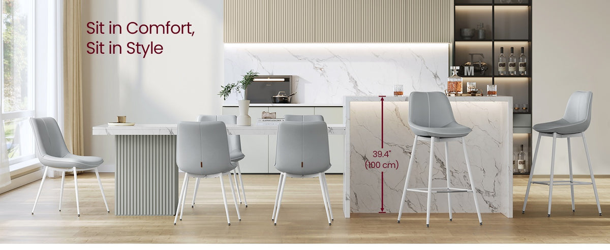 Synthetic Leather Bar Stools With Back, 24.4 Or 28.7 Inch Seat Height - product photo 139