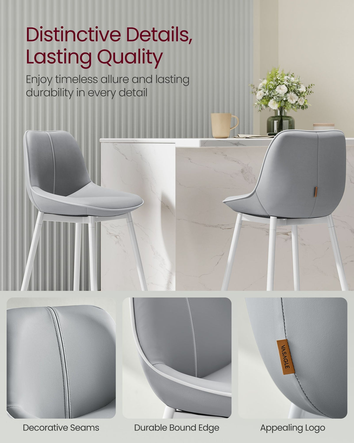 Synthetic Leather Bar Stools With Back, 24.4 Or 28.7 Inch Seat Height - product photo 154