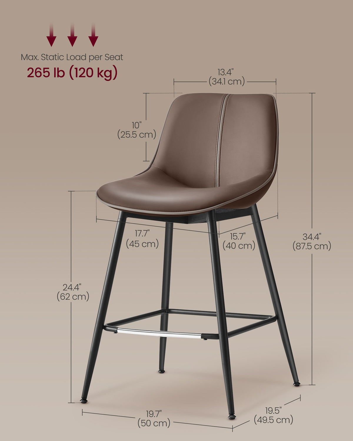 Synthetic Leather Bar Stools With Back - product photo 15