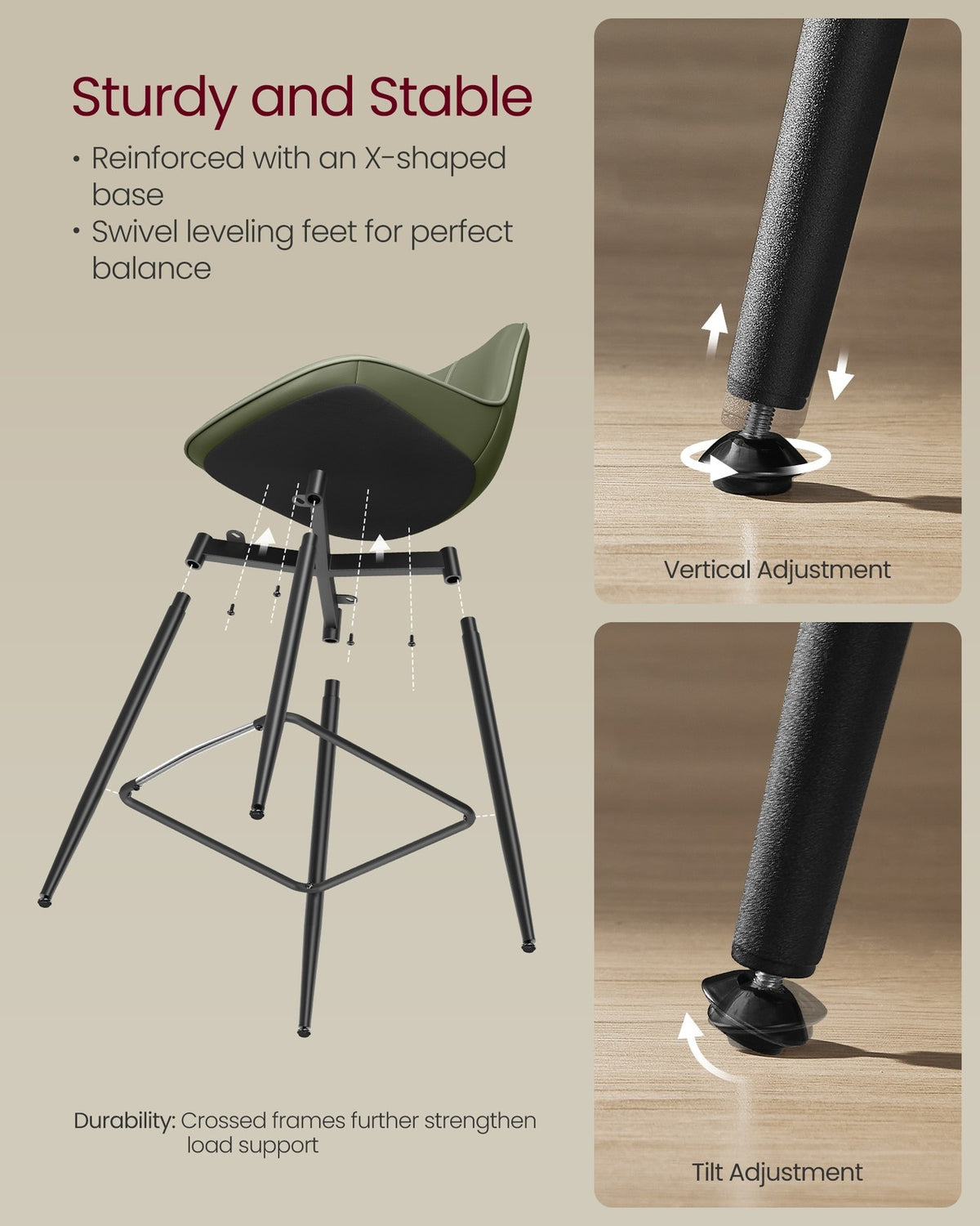 Synthetic Leather Bar Stools With Back - product photo 29