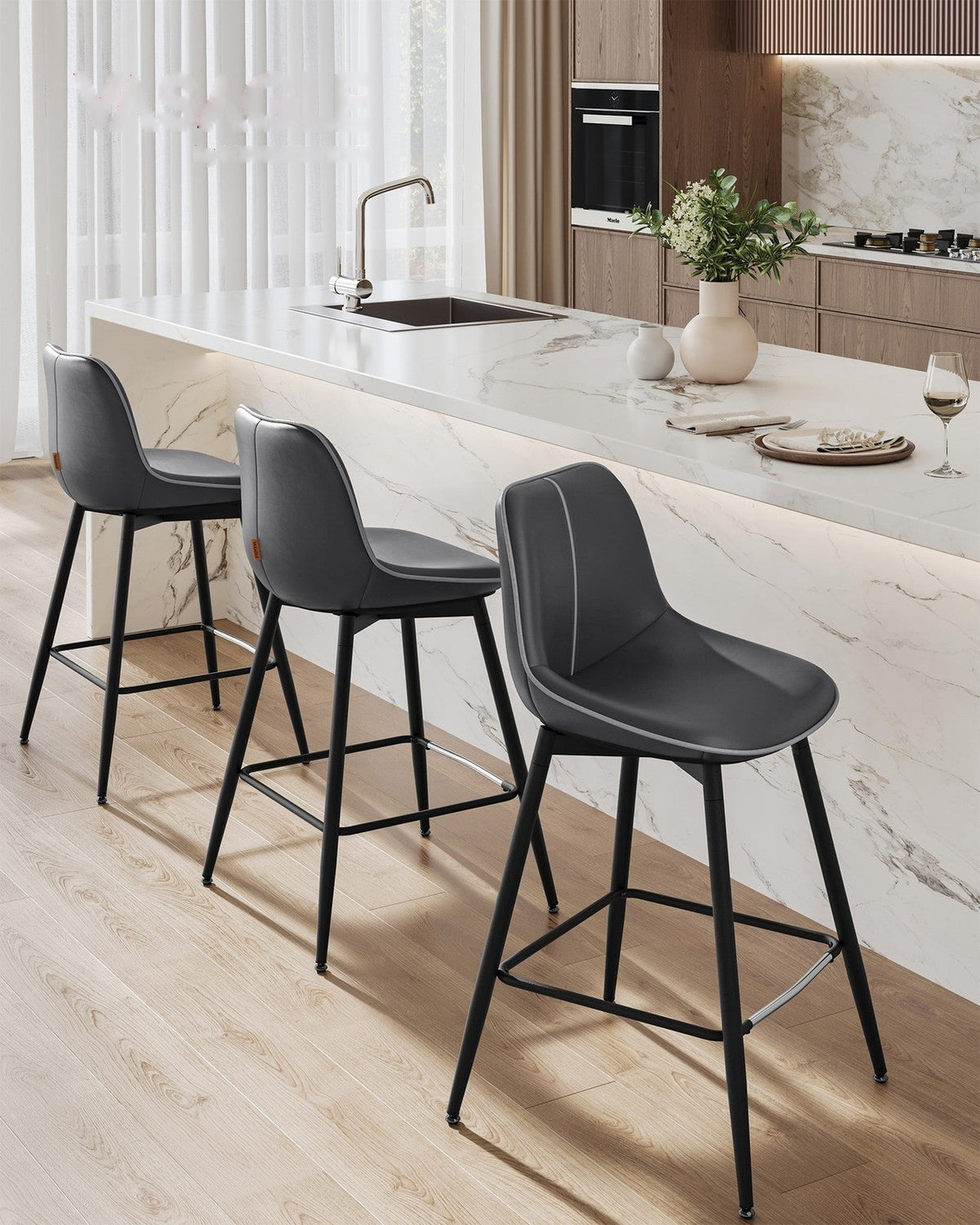 Synthetic Leather Bar Stools With Back - product photo 32