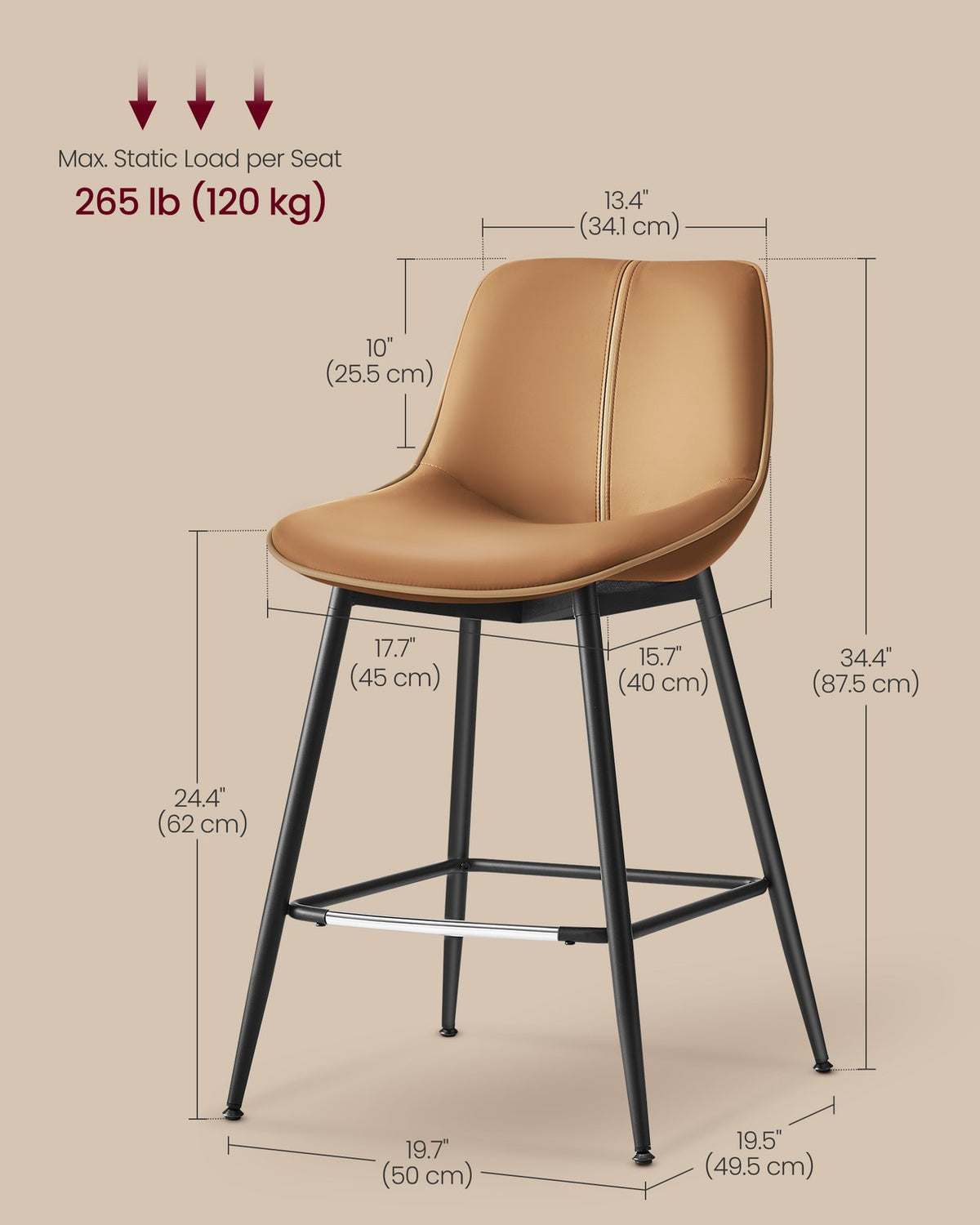 Synthetic Leather Bar Stools With Back - product photo 44