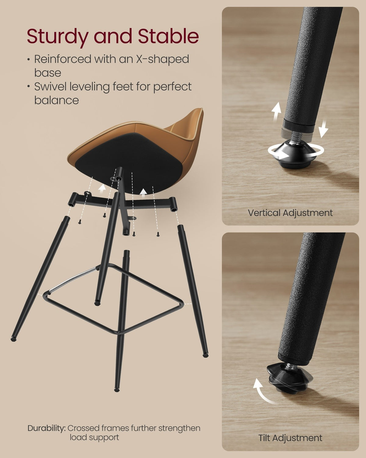 Synthetic Leather Bar Stools With Back - product photo 48