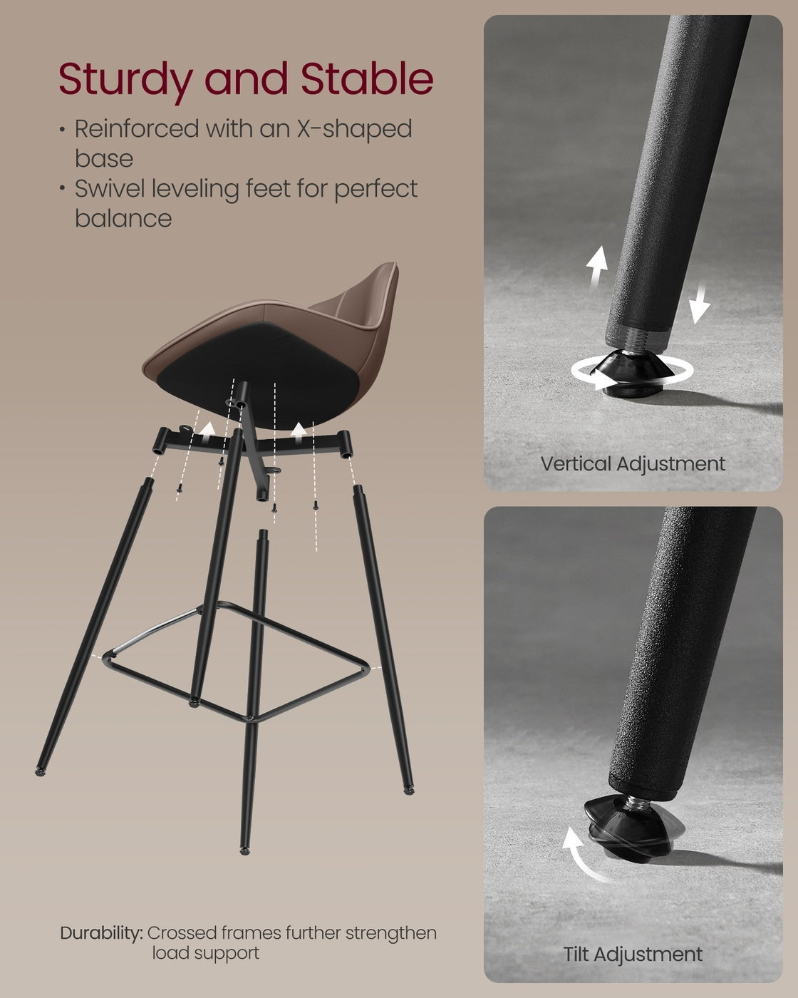 Synthetic Leather Bar Stools With Back - product photo 67