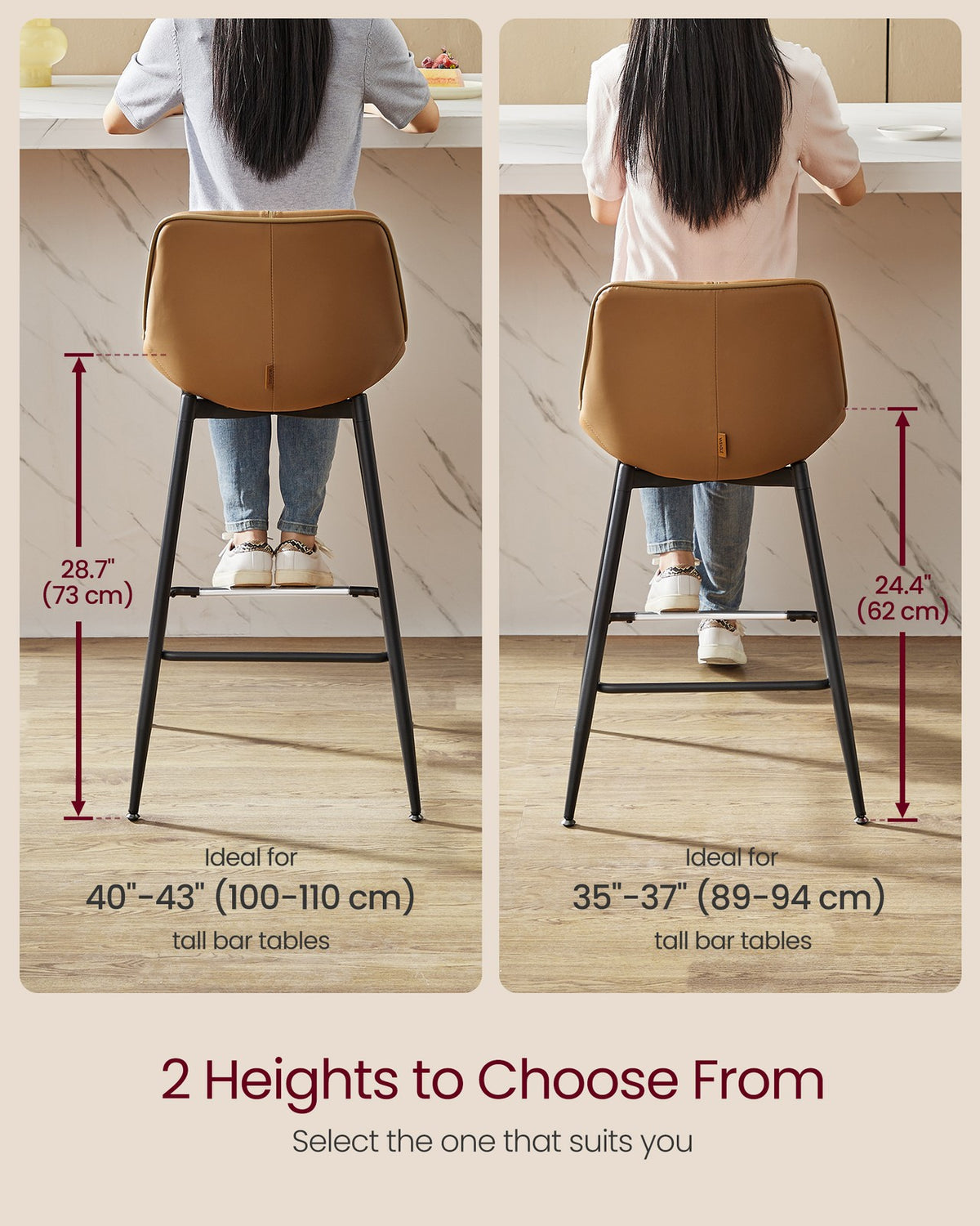 Synthetic Leather Bar Stools With Back - product photo 76