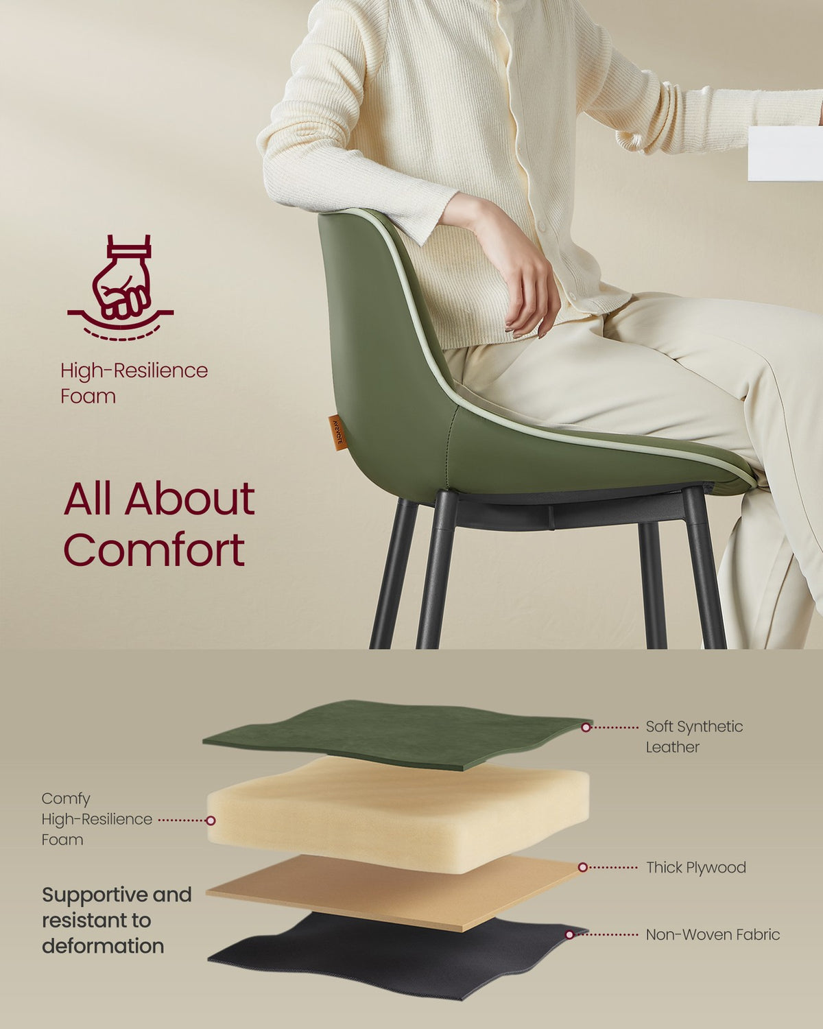 Synthetic Leather Bar Stools With Back - product photo 83