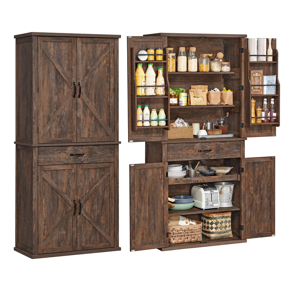 Tall Farmhouse Kitchen Storage Cabinet With Barn Doors - product photo 30