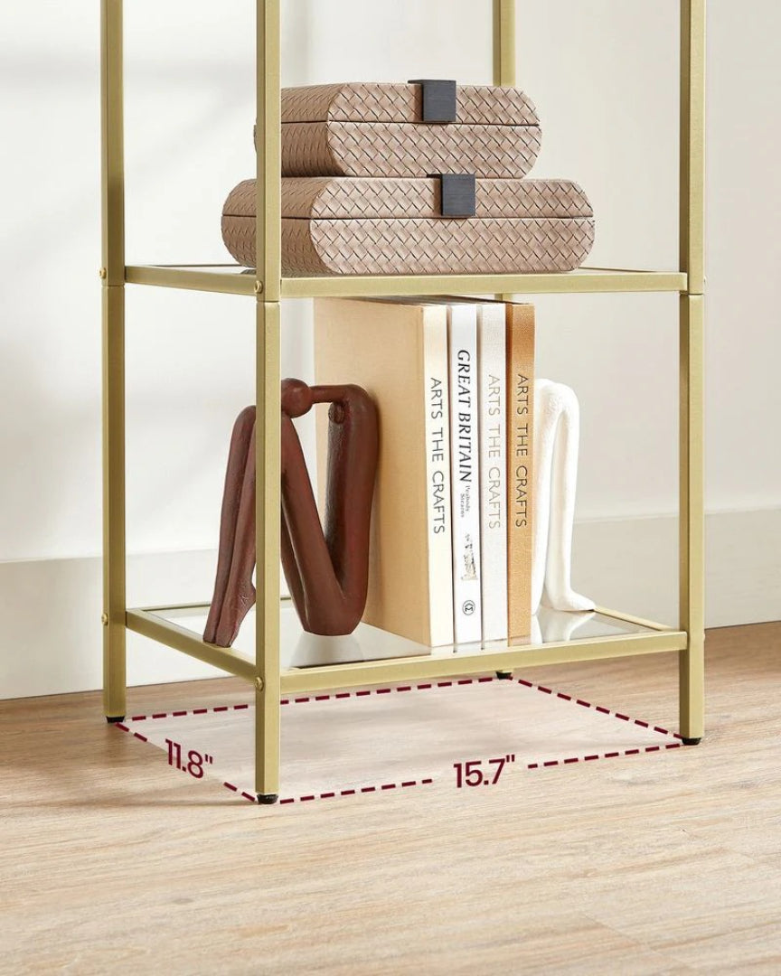 Tempered Glass Bookcase 4 Or 5 Tier Slim Shelving Unit – product view 20 | Ridgefield Furniture