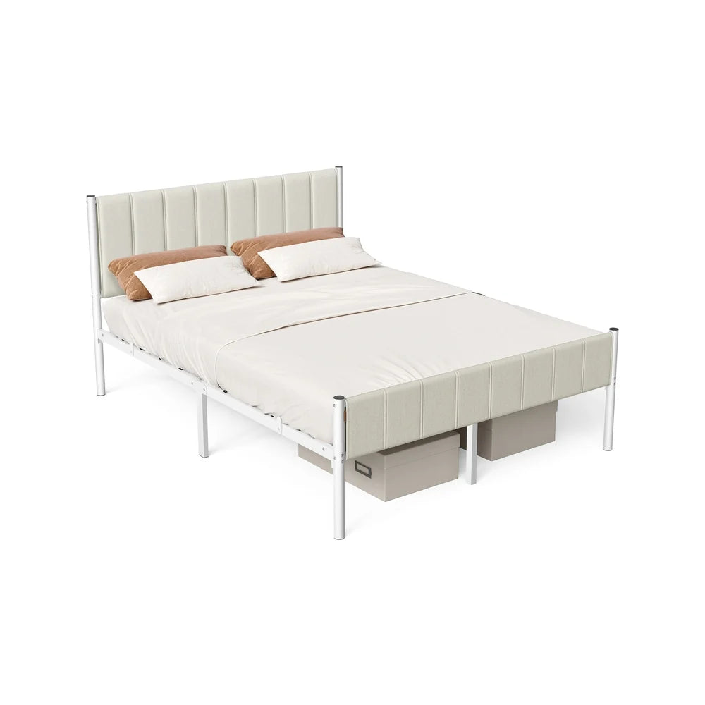 Upholstered Metal Bed Frame With Headboard And Footboard - URMB981W01V1
