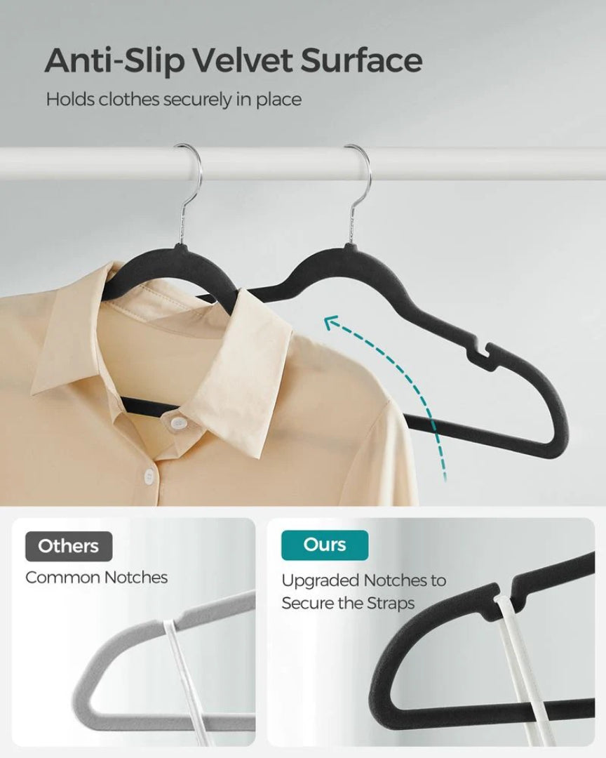 Velvet Clothes Hangers 60 Pack Non Slip – product view 4 | Ridgefield Furniture