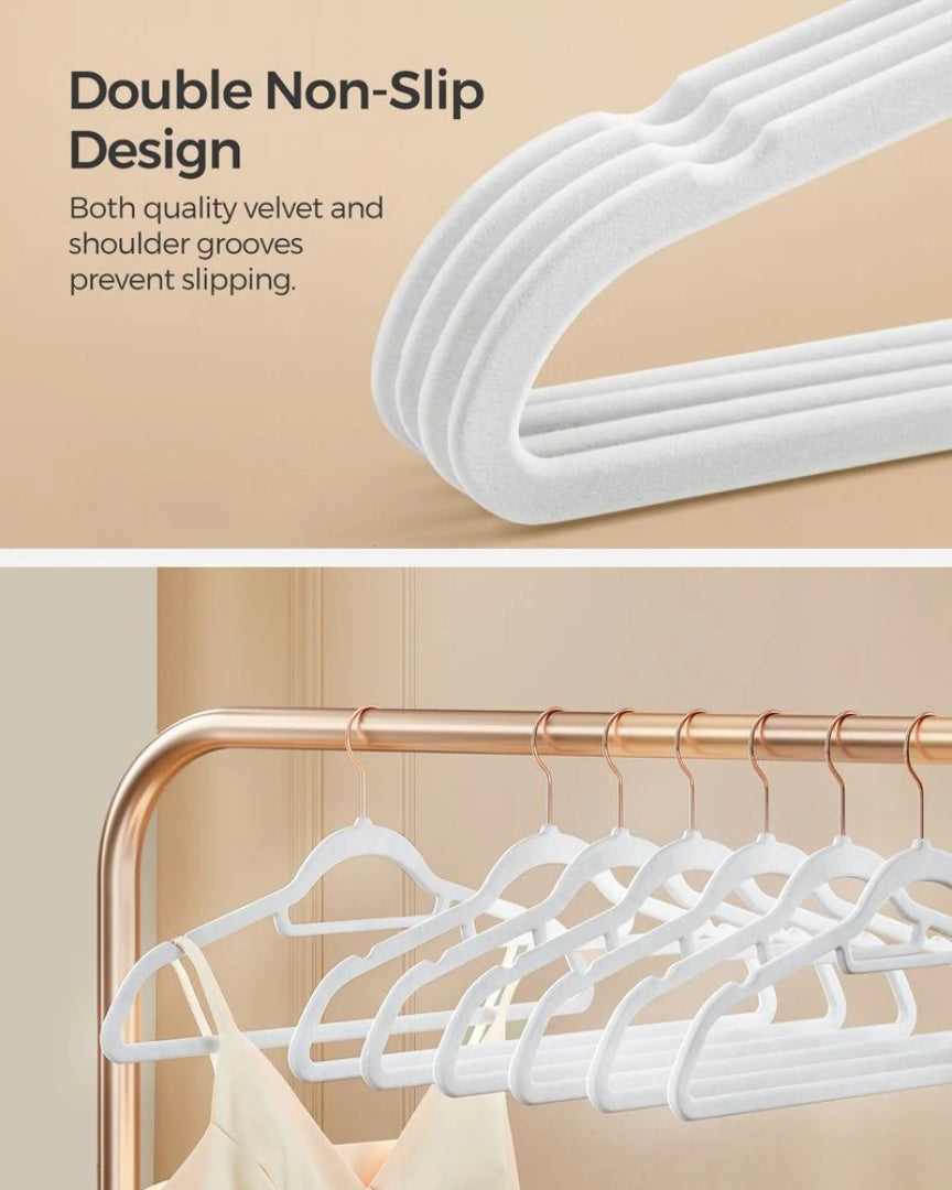 Velvet Clothes Hangers Set Of 50 Or 60 With Rose Gold Hook – product view 9 | Ridgefield Furniture