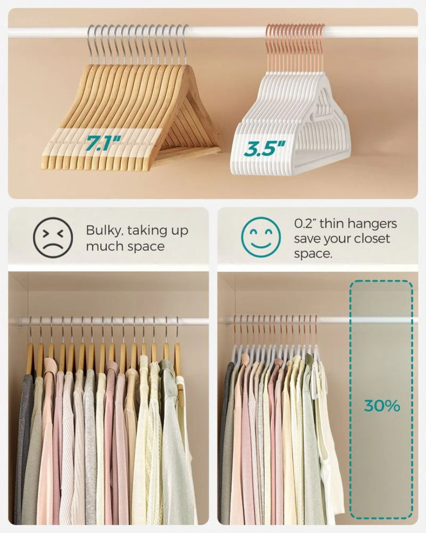 Velvet Clothes Hangers Set Of 50 Or 60 With Rose Gold Hook – product view 11 | Ridgefield Furniture