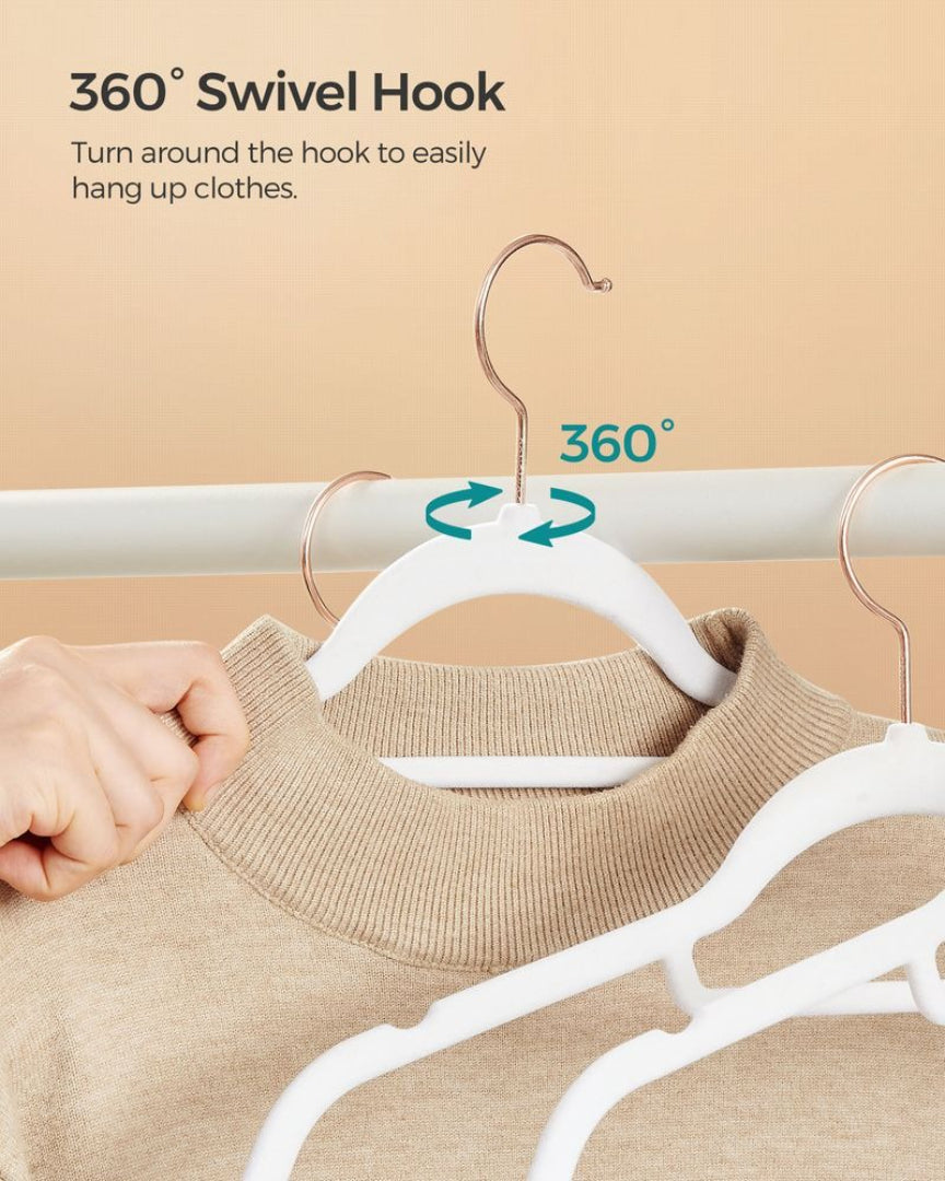 Velvet Clothes Hangers Set Of 50 Or 60 With Rose Gold Hook – product view 12 | Ridgefield Furniture