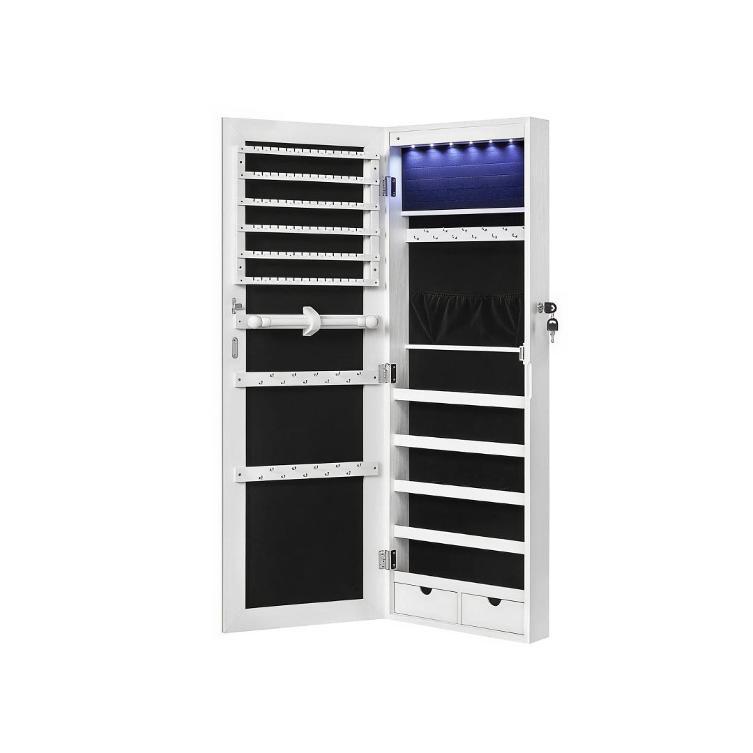 Wall Mounted Jewelry Armoire Cabinet With Mirror LED Lights – product view 1 | Ridgefield Furniture