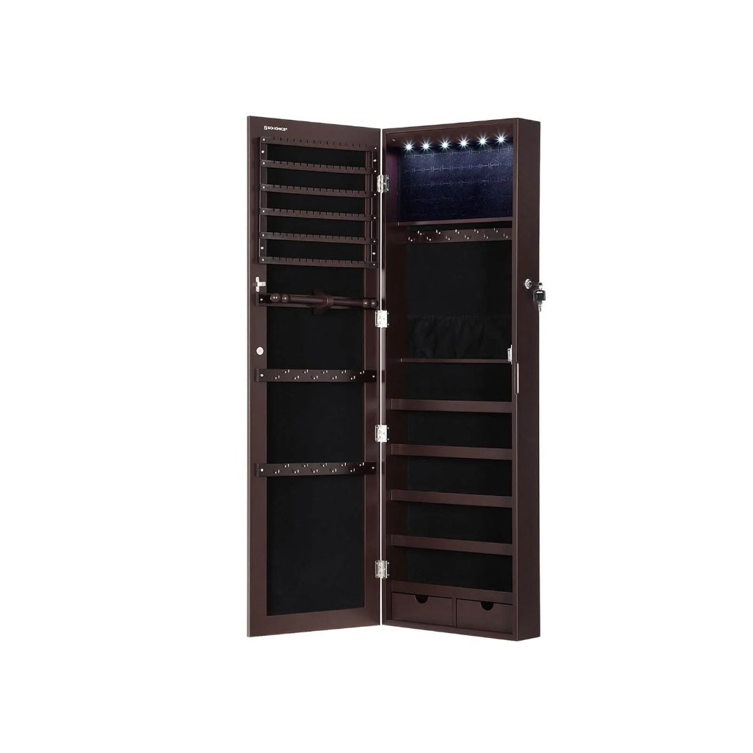 Wall Mounted Jewelry Armoire Cabinet With Mirror LED Lights – product view 2 | Ridgefield Furniture