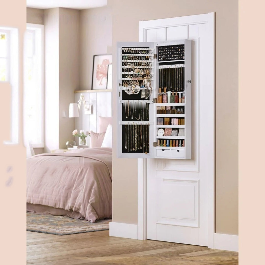 Wall Mounted Jewelry Armoire Cabinet With Mirror LED Lights – product view 5 | Ridgefield Furniture