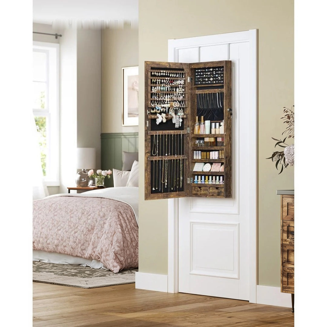 Wall Mounted Jewelry Armoire Cabinet With Mirror LED Lights – product view 11 | Ridgefield Furniture
