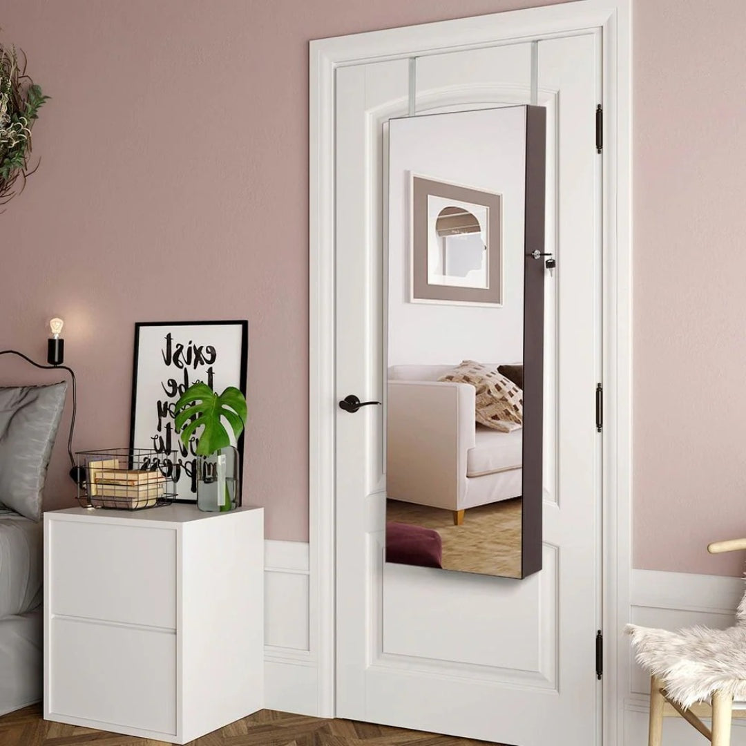 Wall Mounted Jewelry Armoire Cabinet With Mirror LED Lights – product view 14 | Ridgefield Furniture