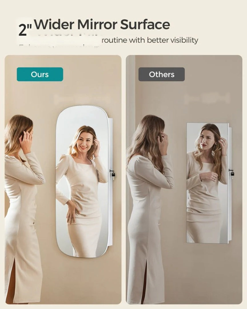 Wall Mounted Jewelry Organizer Cabinet With Mirror And LED – product view 4 | Ridgefield Furniture