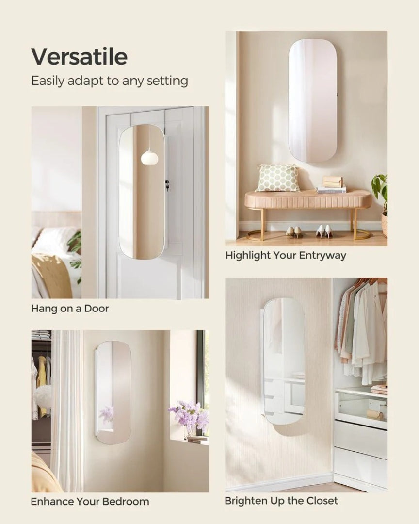 Wall Mounted Jewelry Organizer Cabinet With Mirror And LED – product view 6 | Ridgefield Furniture
