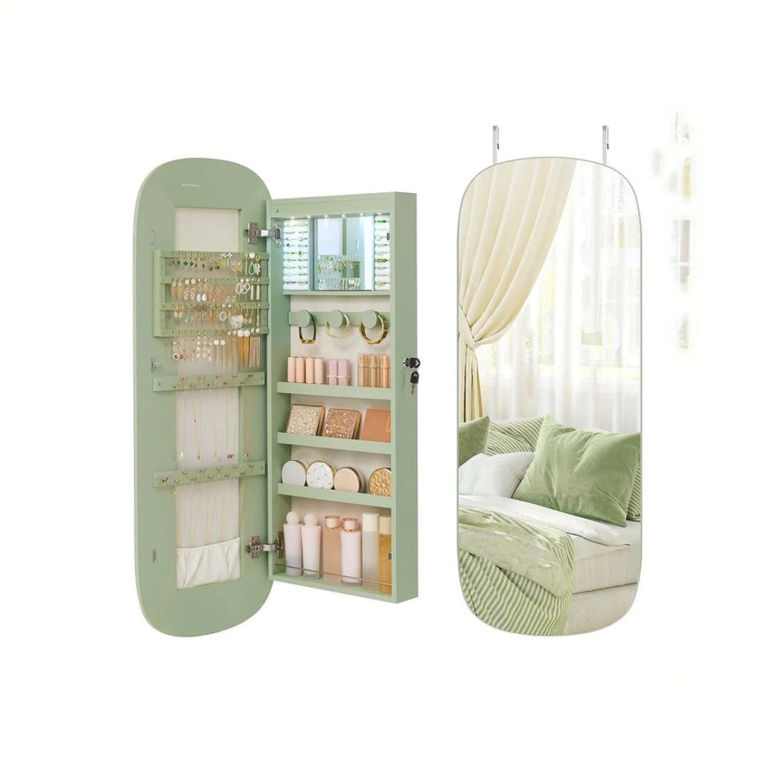 Wall Mounted Jewelry Organizer Cabinet With Mirror And LED – product view 14 | Ridgefield Furniture