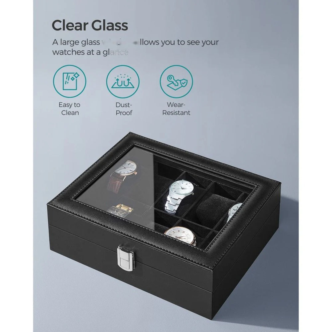 Watch Storage Case With Glass Lid 10 Slot Organizer – product view 23 | Ridgefield Furniture