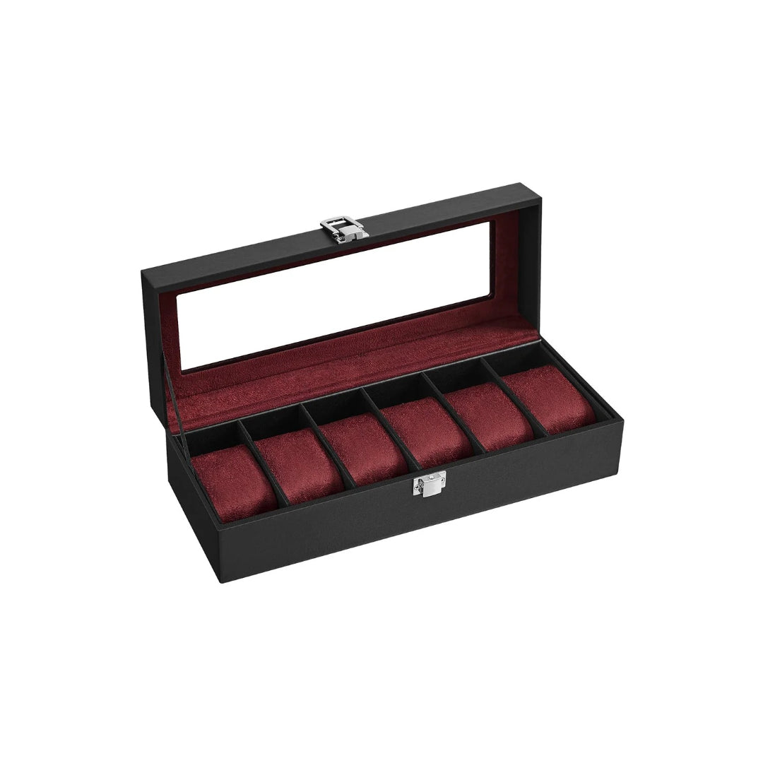 Watch Storage Case With Glass Lid 6 Or 12 Slot Organizer – product view 1 | Ridgefield Furniture
