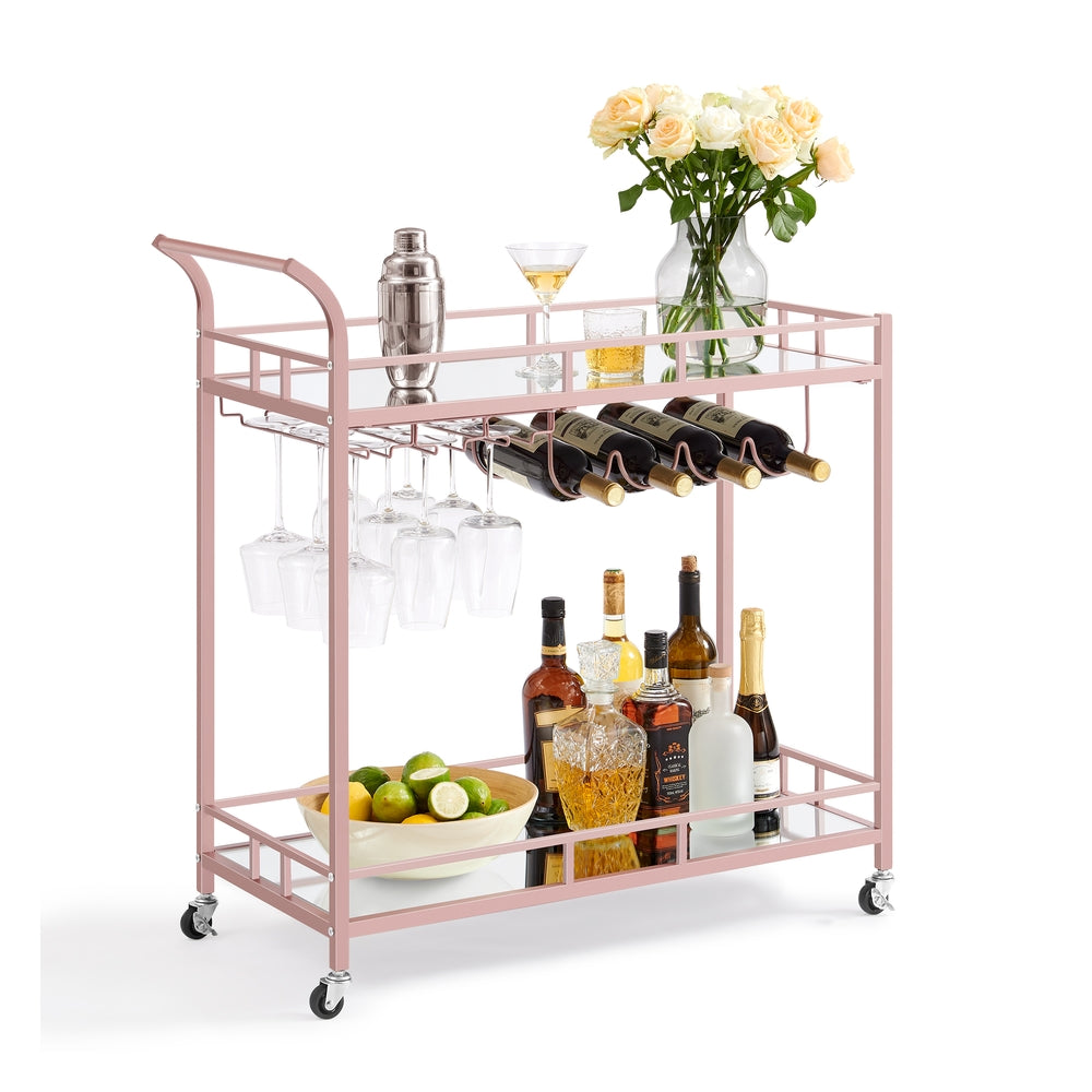 Wine Cart With 2 Mirrored Shelves - product photo 12