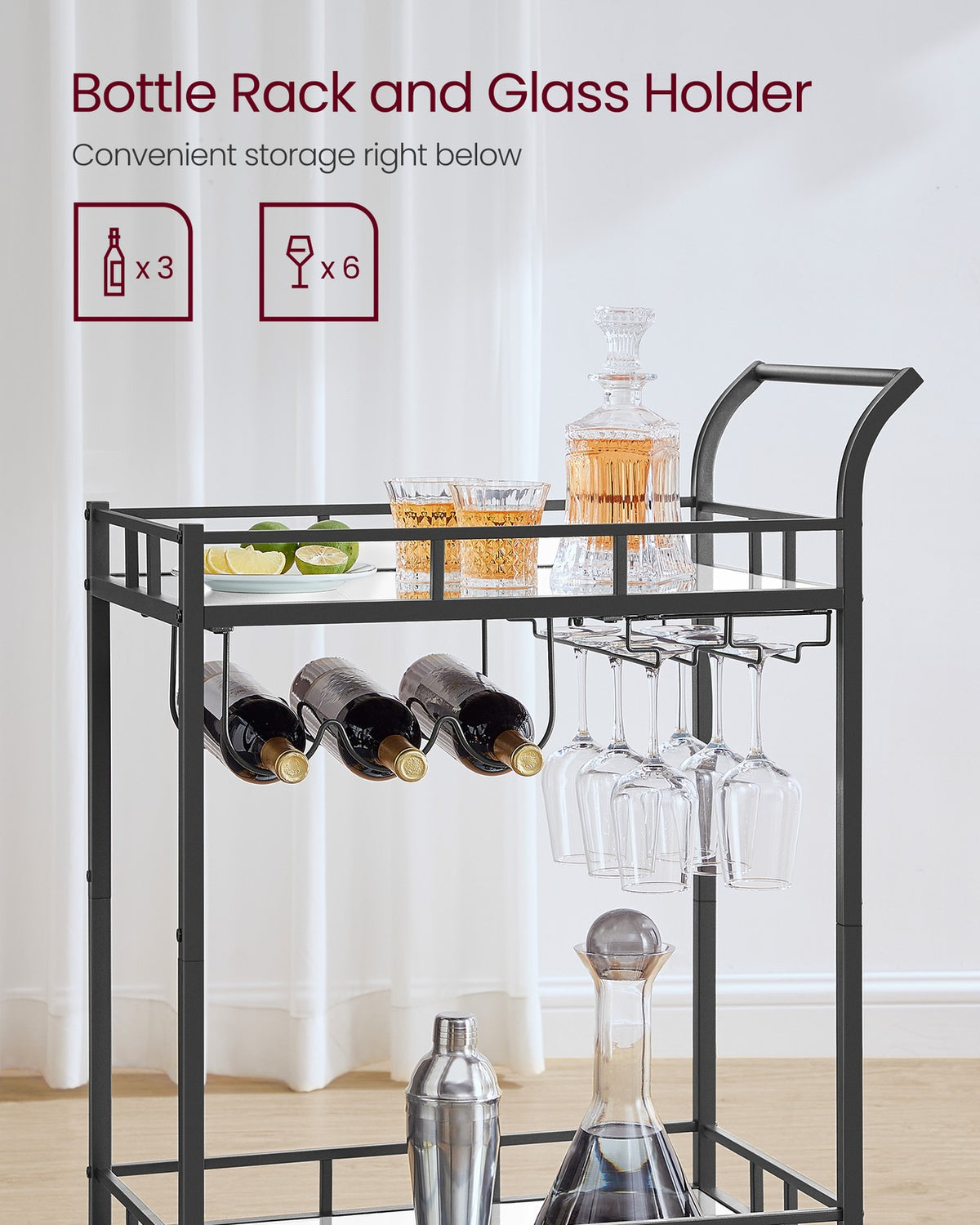 Wine Cart With 2 Mirrored Shelves - product photo 27