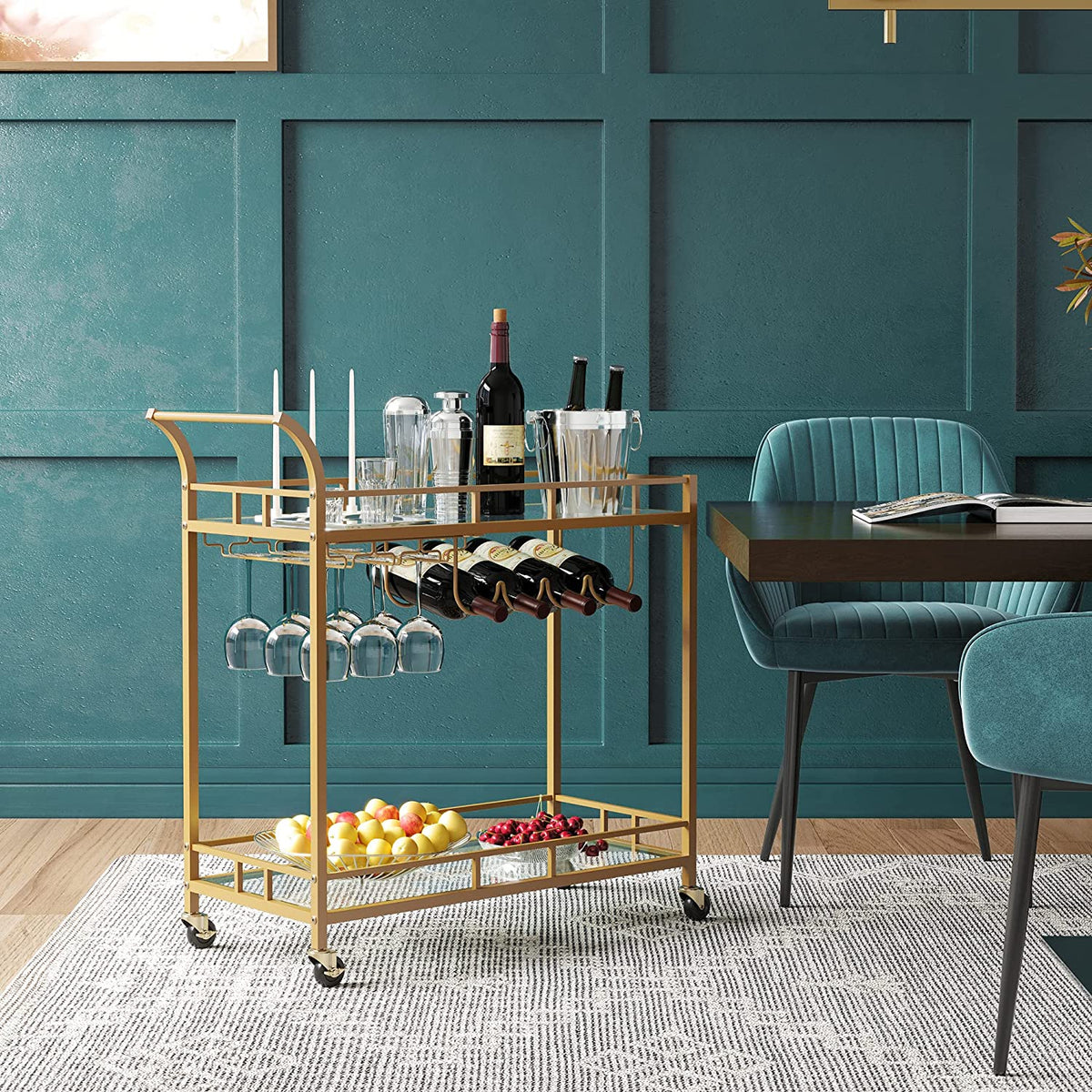 Wine Cart With 2 Mirrored Shelves - product photo 34