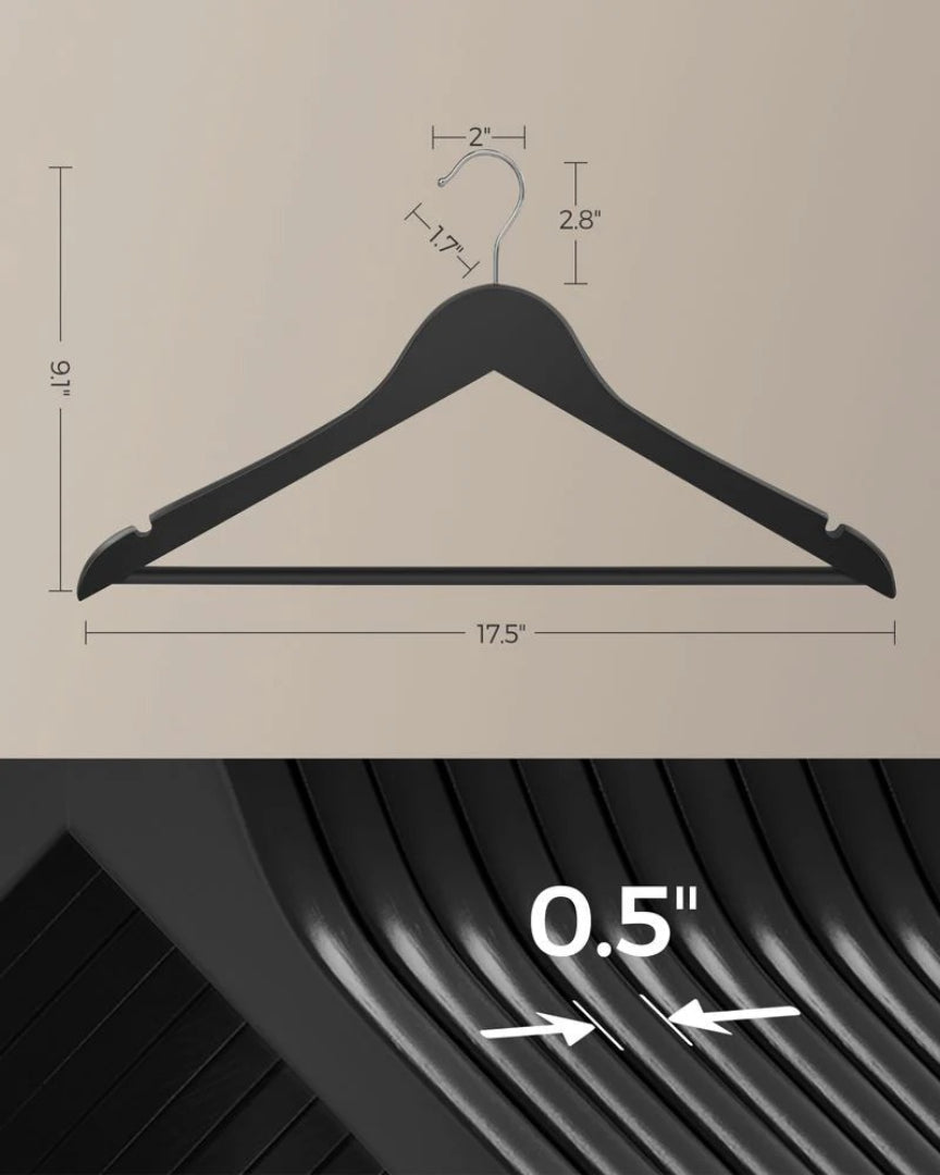 Wood Coat Hangers 20 Pack With Shoulder Notches – product view 10 | Ridgefield Furniture