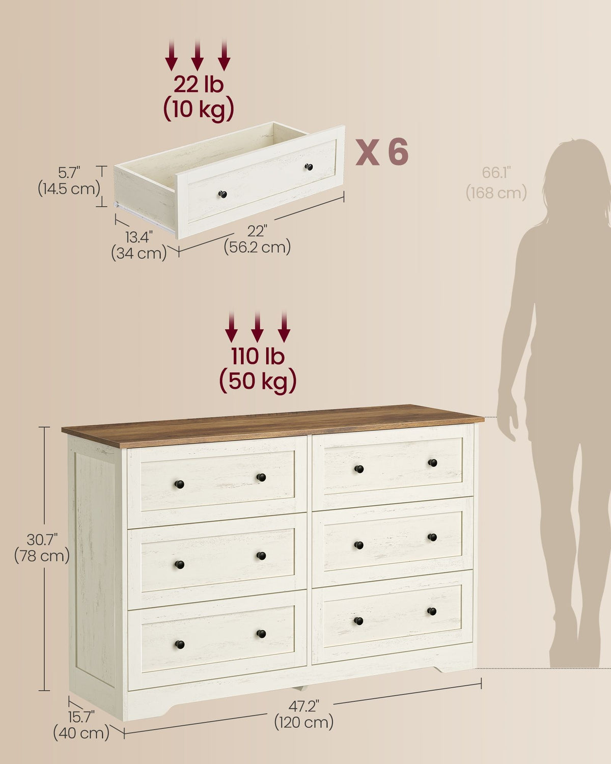 Wood Dresser With Spacious Drawers, 31.5 Or 47.2 Inch Bedroom Chest - product photo 25