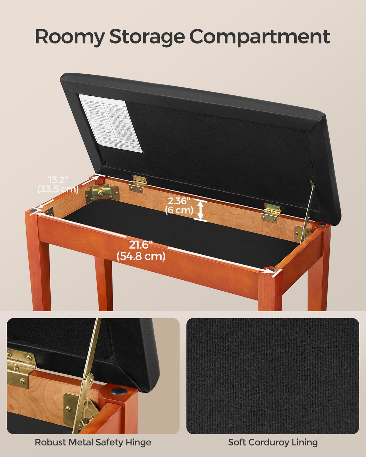 Wooden Duet Piano Bench - product photo 13