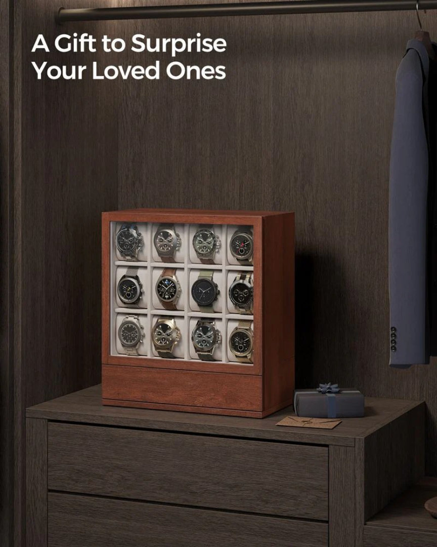 Wooden Watch Box 12 Slot Organizer With Glass Window – product view 7 | Ridgefield Furniture