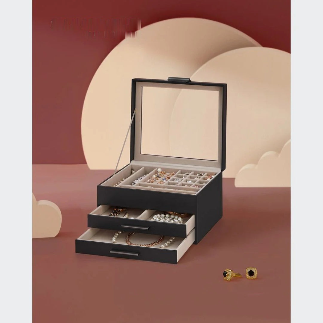 Jewelry Box Organizer With Glass Lid 2 To 6 Layer Storage