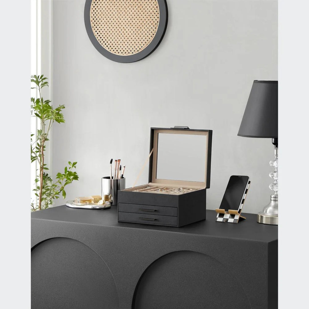 Jewelry Box Organizer With Glass Lid 2 To 6 Layer Storage