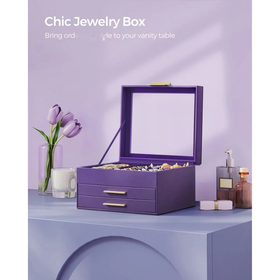 Jewelry Box Organizer With Glass Lid 2 To 6 Layer Storage