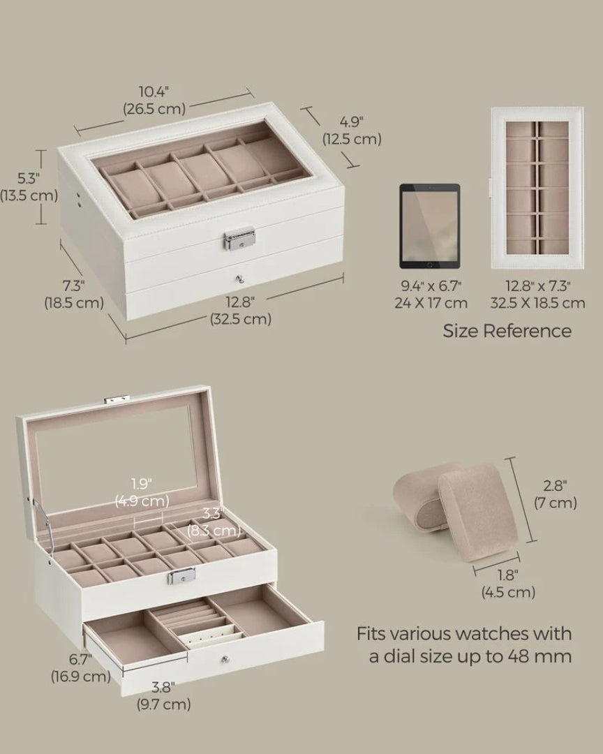 Lockable Watch Box With Glass Lid 6 8 Or 12 Slot