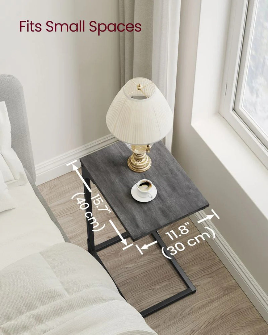C-Shaped End Table For Sofa With Steel Frame