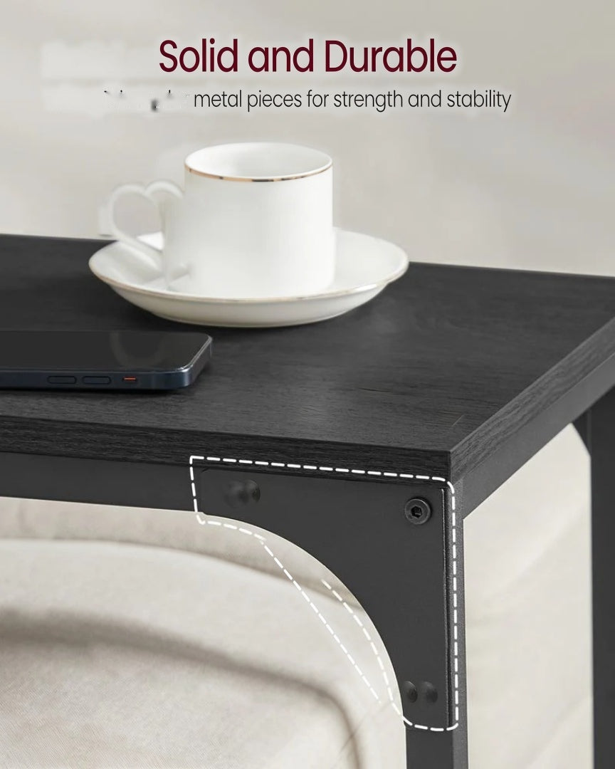 C-Shaped End Table For Sofa With Steel Frame