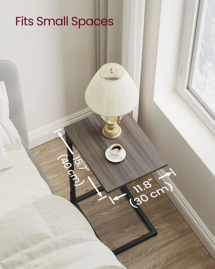 C-Shaped End Table For Sofa With Steel Frame