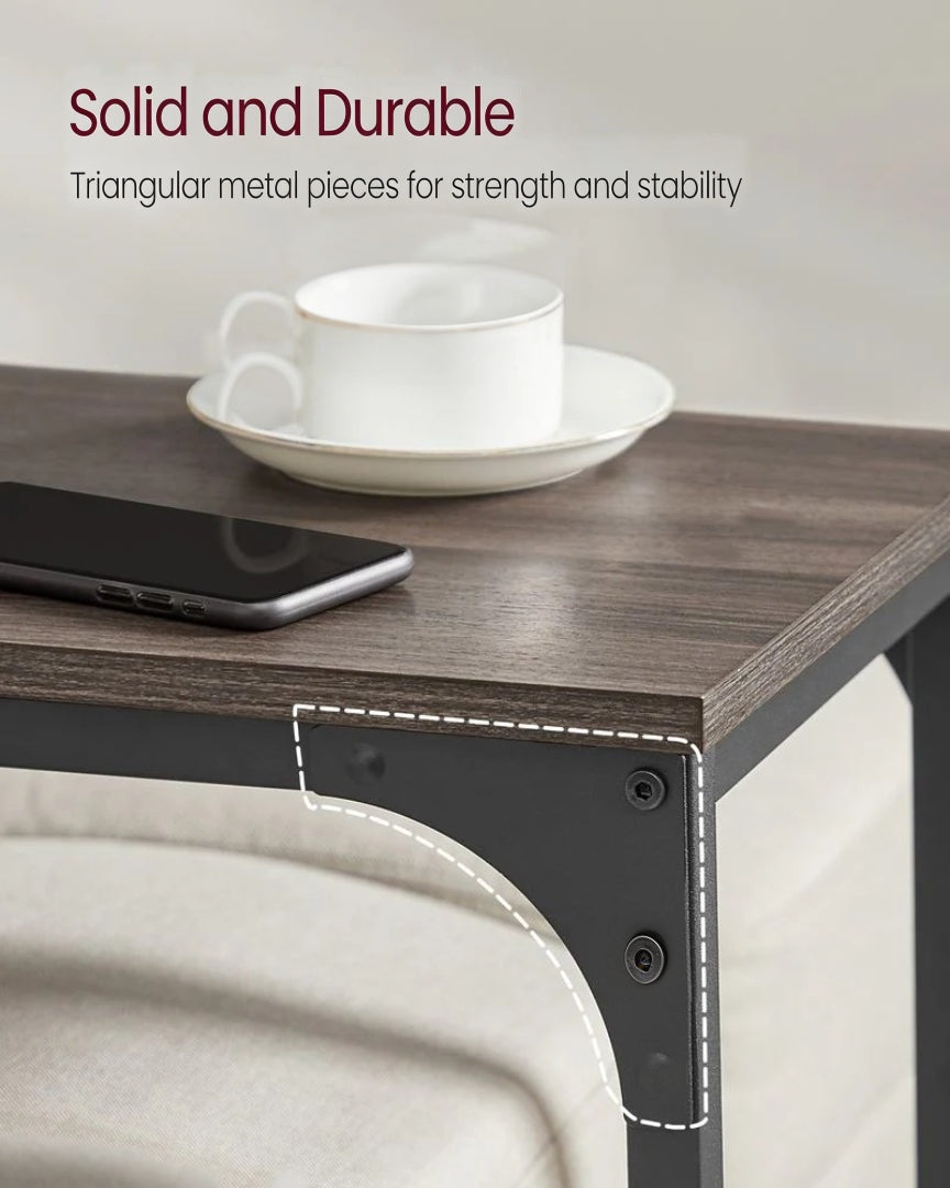 C-Shaped End Table For Sofa With Steel Frame
