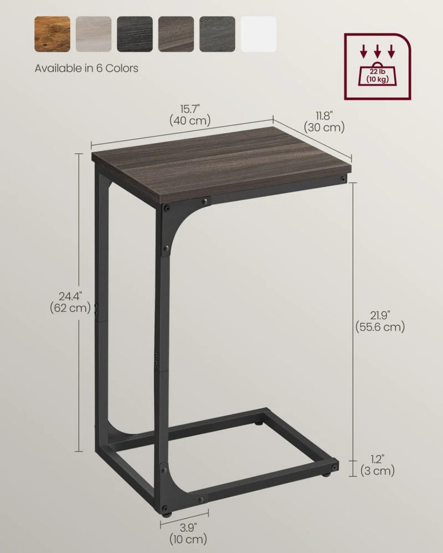 C-Shaped End Table For Sofa With Steel Frame