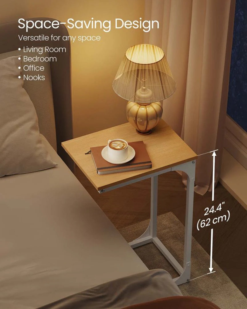 C-Shaped End Table For Sofa With Steel Frame