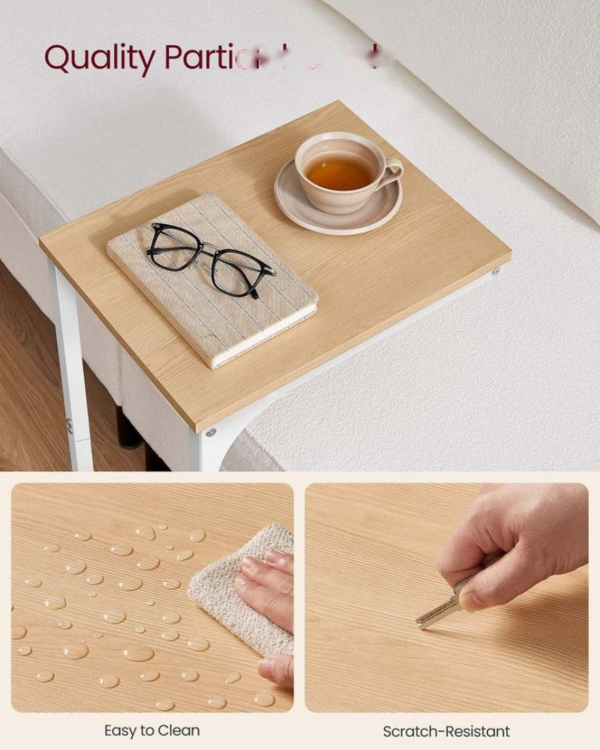 C-Shaped End Table For Sofa With Steel Frame