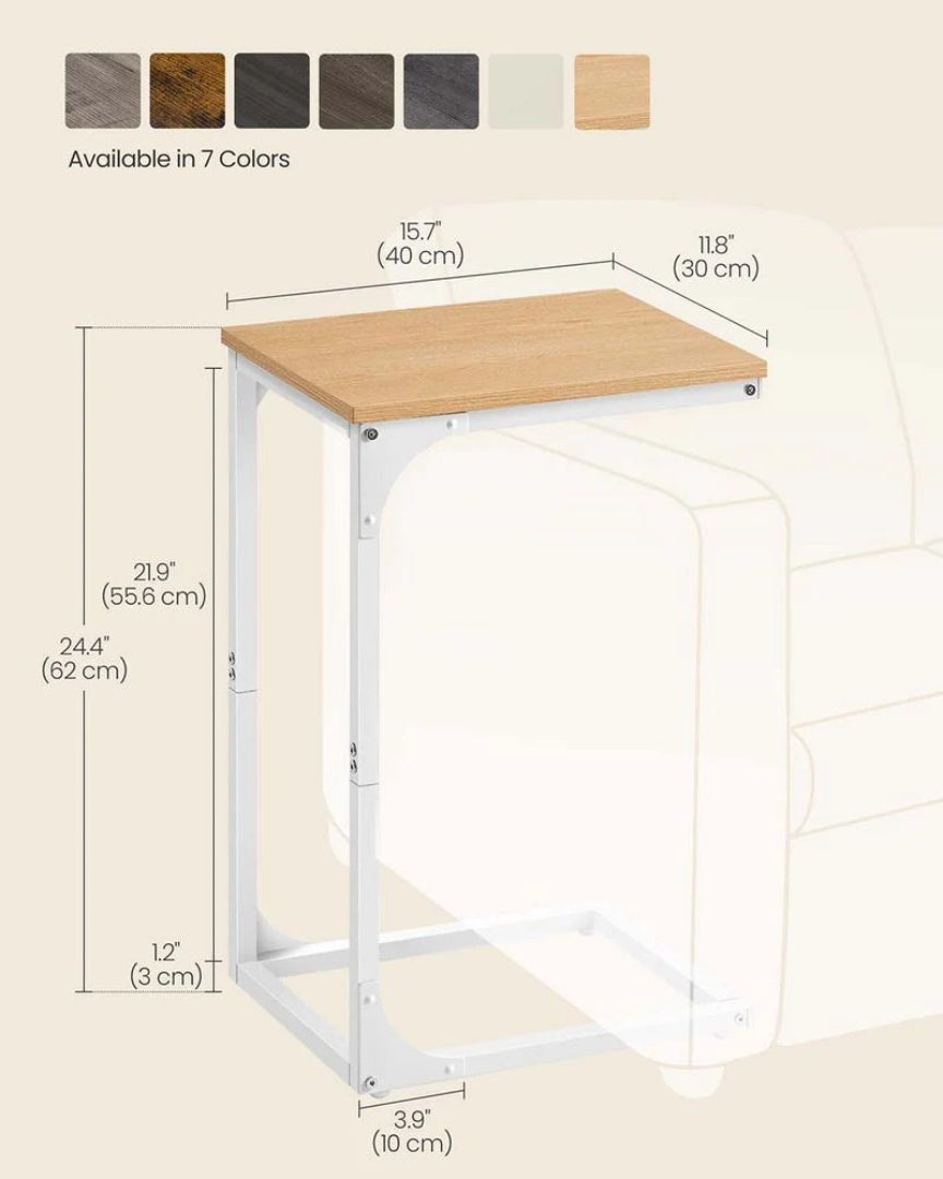 C-Shaped End Table For Sofa With Steel Frame
