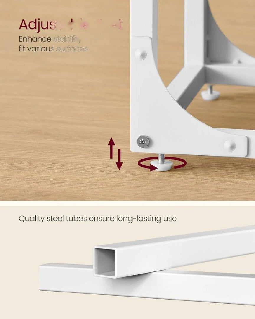 C-Shaped End Table For Sofa With Steel Frame